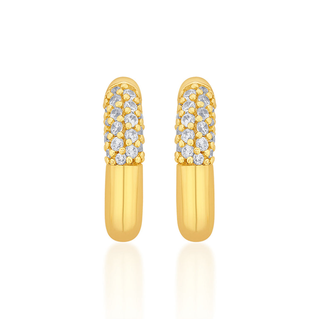 Sparkle CZ Chubby Hoop Earrings - Isharya | Modern Indian Jewelry