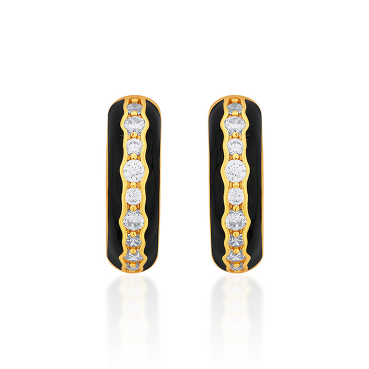 Ebony Sparkle Hoop Earrings - Isharya | Modern Indian Jewelry