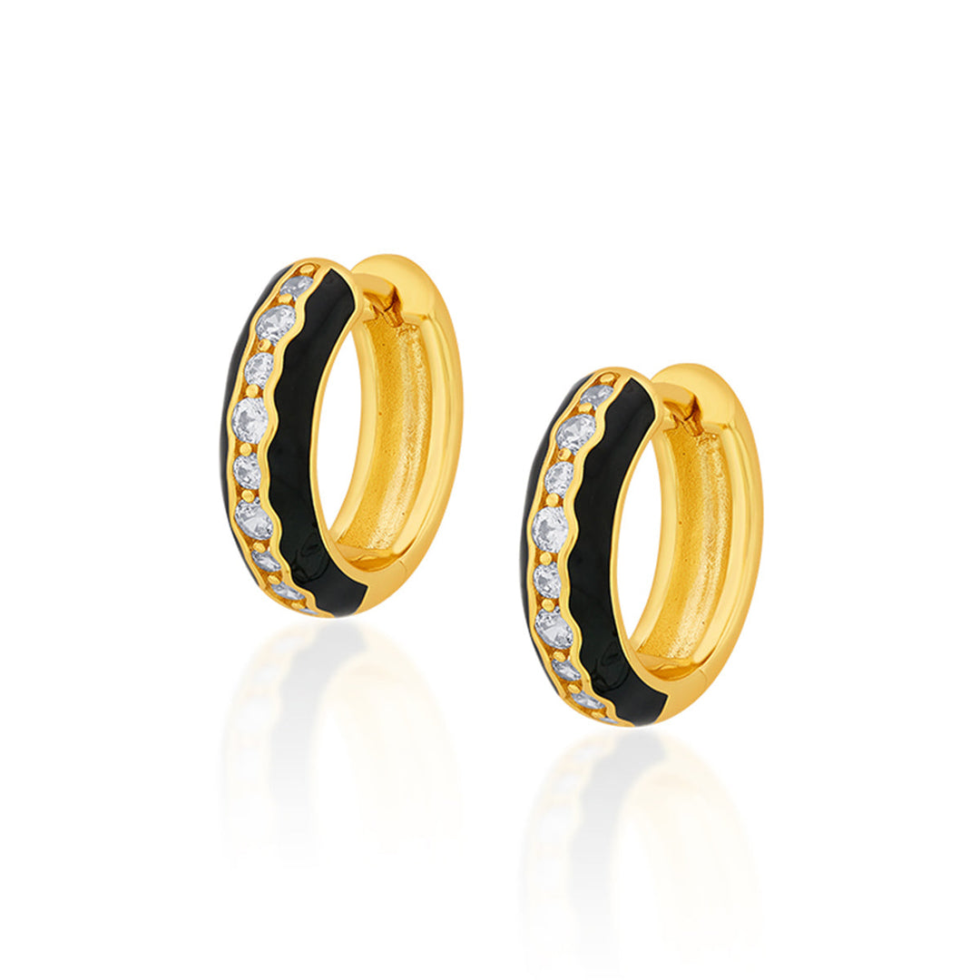 Ebony Sparkle Hoop Earrings - Isharya | Modern Indian Jewelry