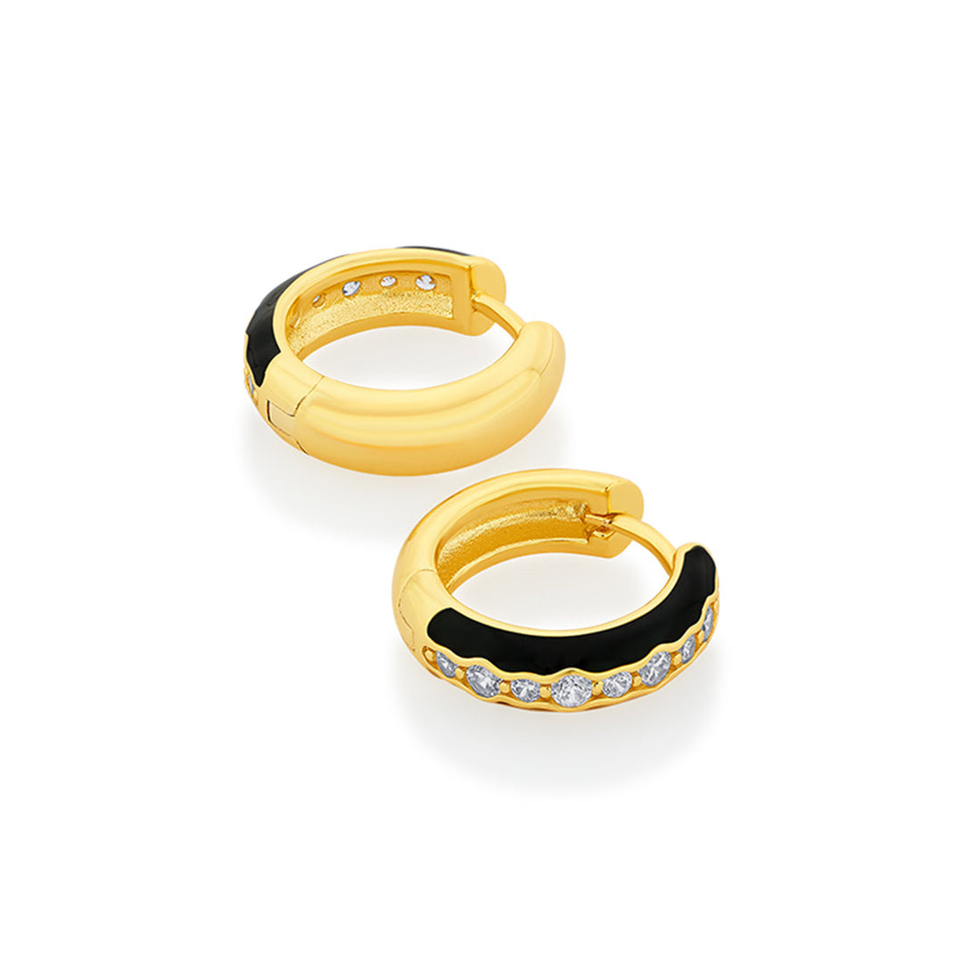 Ebony Sparkle Hoop Earrings - Isharya | Modern Indian Jewelry