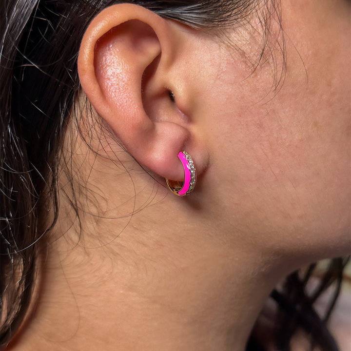 Rani Pink Hoop Earrings - Isharya | Modern Indian Jewelry