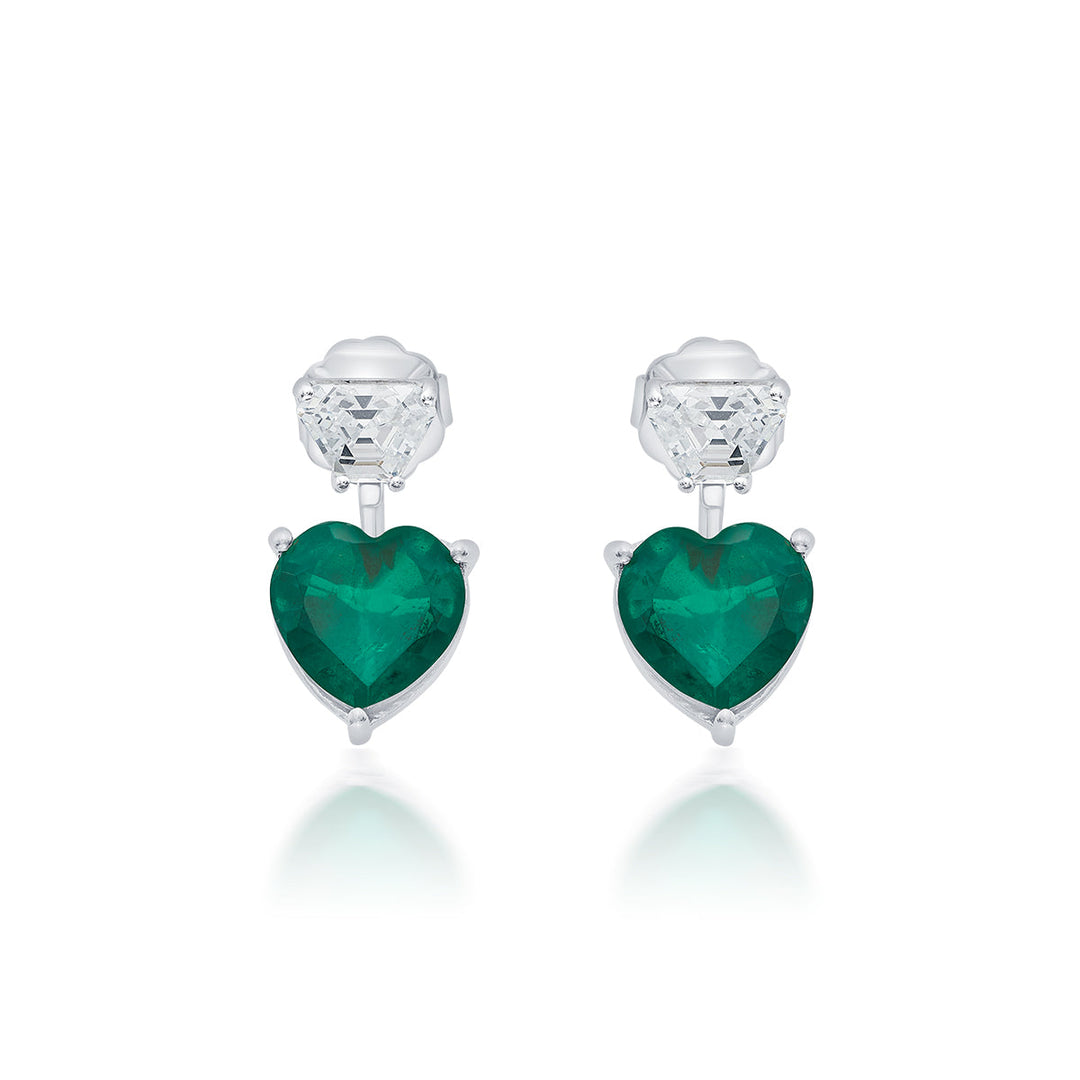 Provence 925 Silver Emerald Doublet Heart Earrings - Isharya | Modern Indian Jewelry
