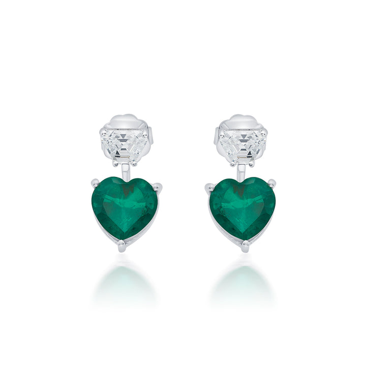 Provence 925 Silver Emerald Doublet Heart Earrings - Isharya | Modern Indian Jewelry