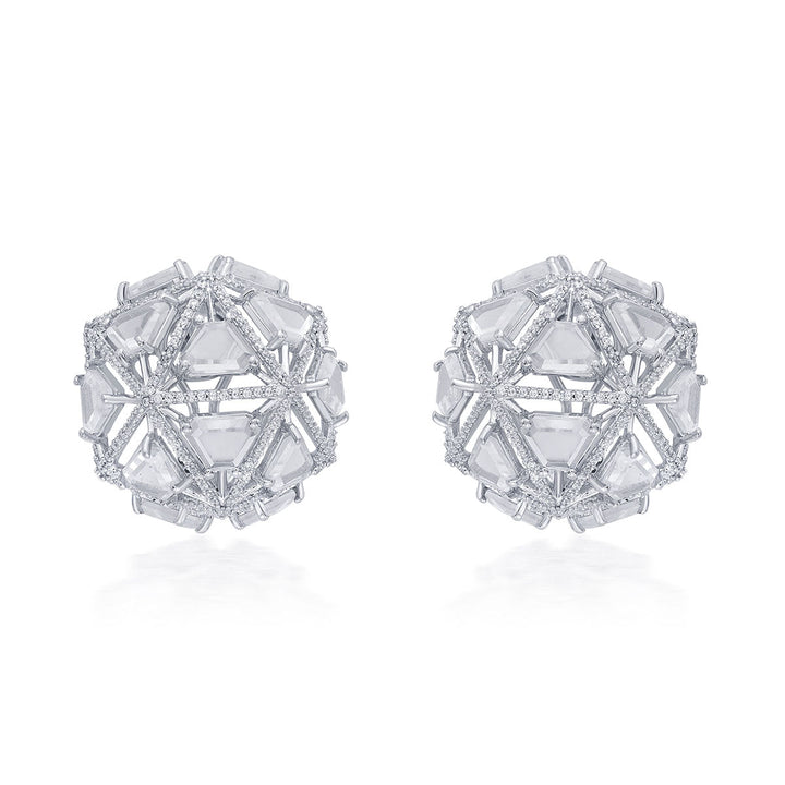 Bahamas 925 Silver Rève Crystal  Dome Earrings - Isharya | Modern Indian Jewelry