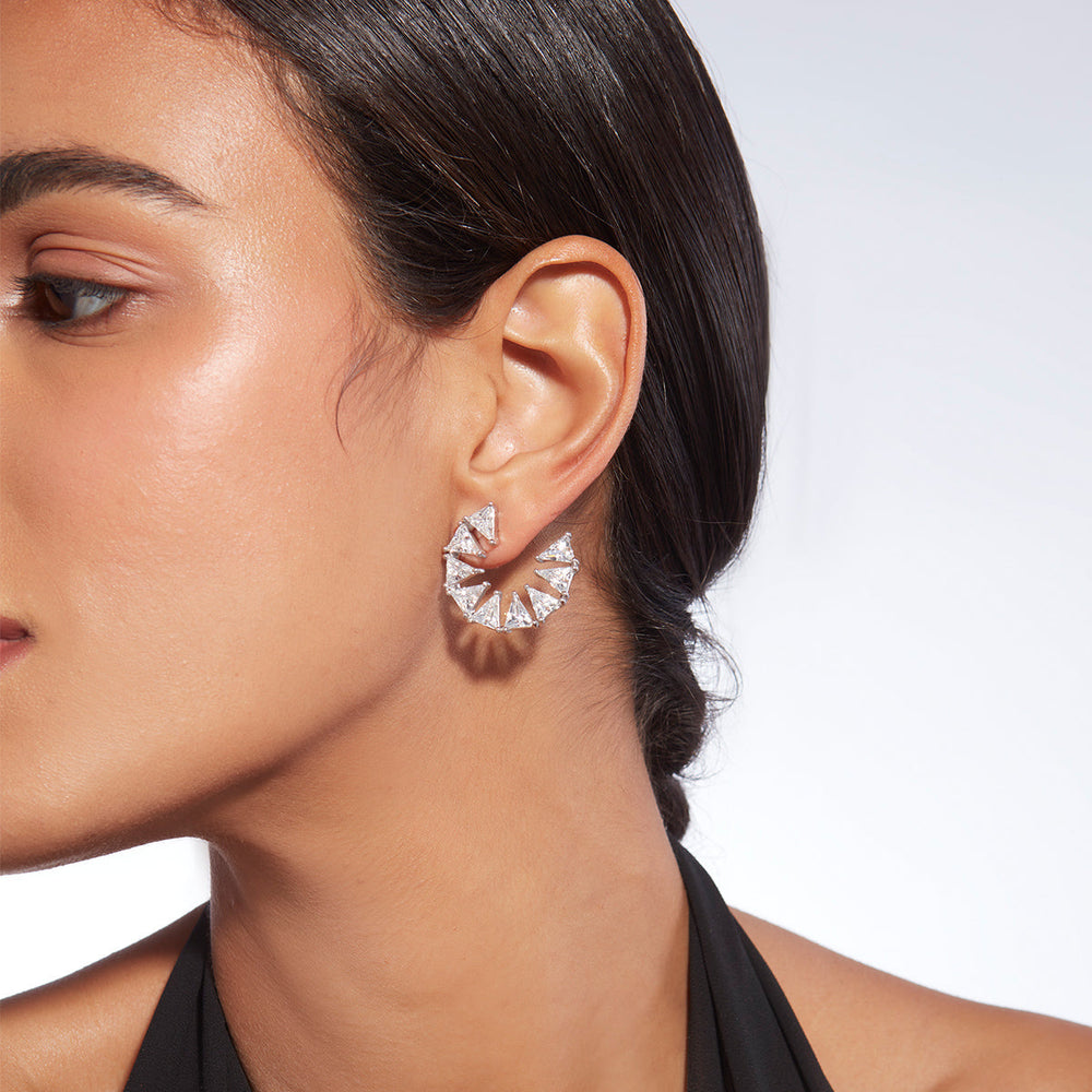 Louvre 925 Silver Orange Peel Earrings - Isharya | Modern Indian Jewelry