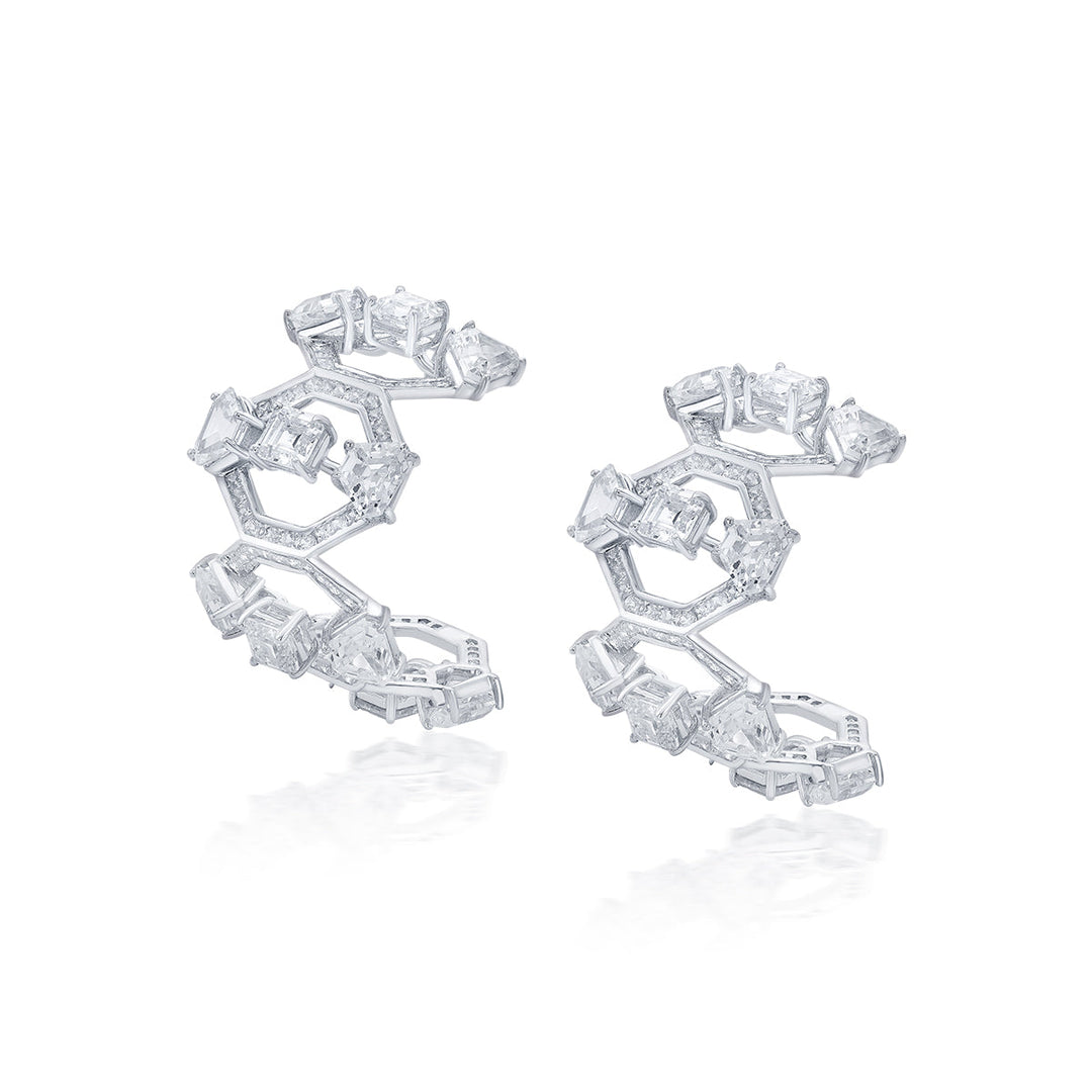 Louvre 925 Silver Statement Hoop Earrings - Isharya | Modern Indian Jewelry