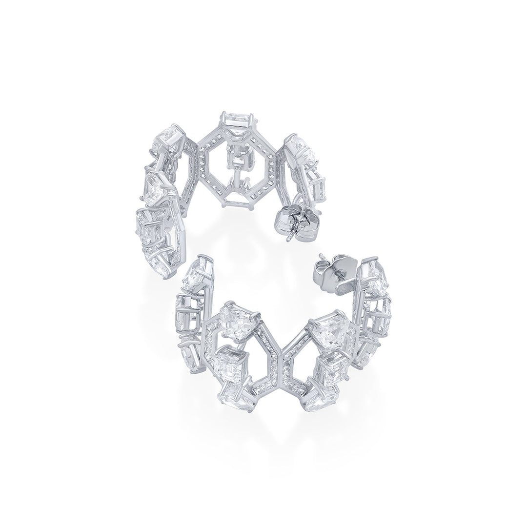 Louvre 925 Silver Statement Hoop Earrings - Isharya | Modern Indian Jewelry