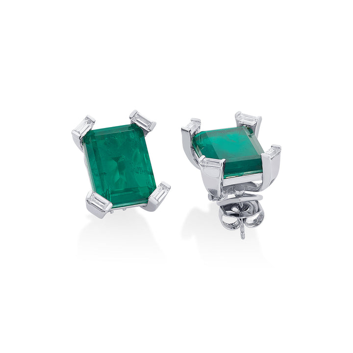 Provence 925 Silver Emerald Doublet Portrait Stud Earrings - Isharya | Modern Indian Jewelry