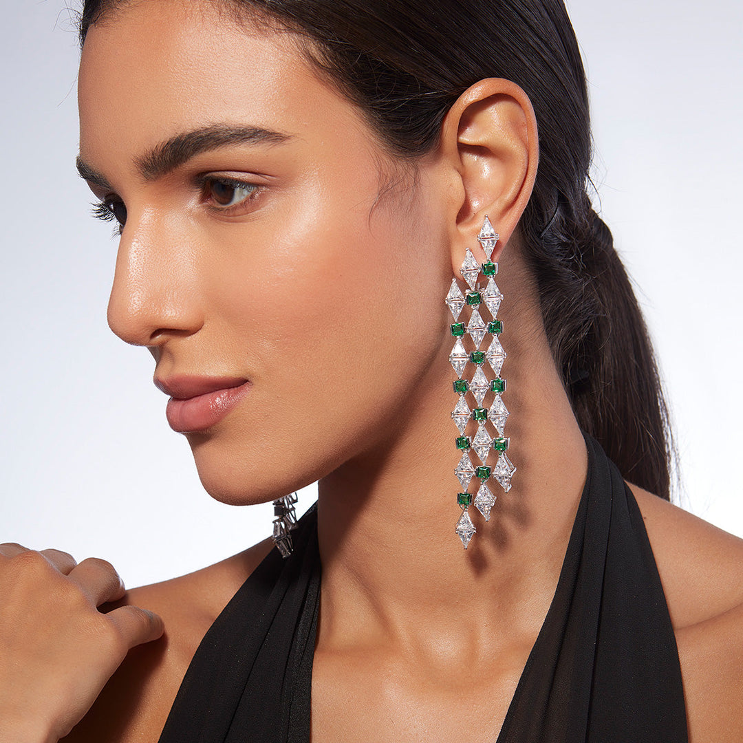 Provence 925 Silver Waterfall Earrings - Isharya | Modern Indian Jewelry