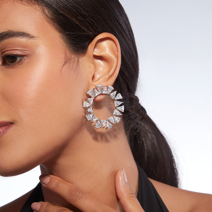Louvre 925 Silver Hoop Earrings - Isharya | Modern Indian Jewelry