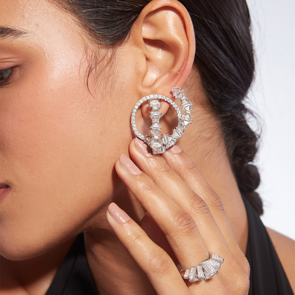 Kyoto 925 Silver Circle Earrings - Isharya | Modern Indian Jewelry