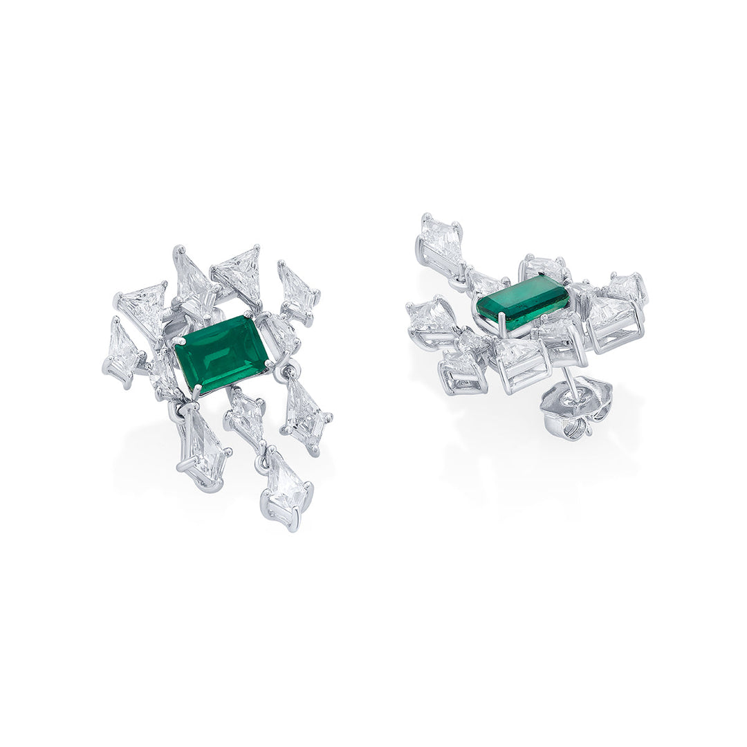 Provence 925 Silver Emerald Doublet Earrings - Isharya | Modern Indian Jewelry