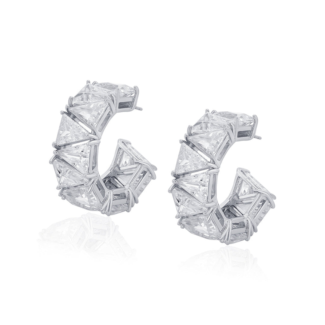 Louvre 925 Silver Maxi Rève Crystal Hoop Earrings - Isharya | Modern Indian Jewelry