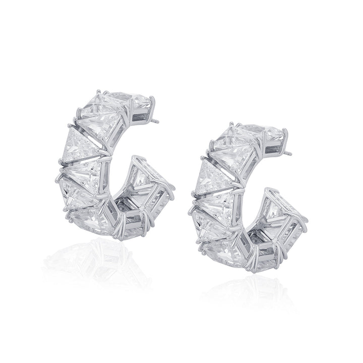 Louvre 925 Silver Maxi Rève Crystal Hoop Earrings - Isharya | Modern Indian Jewelry