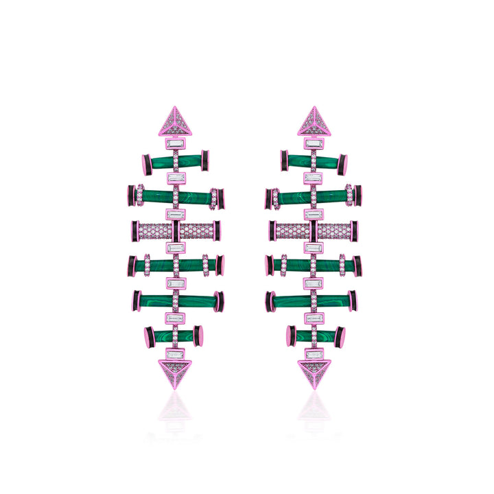 Hyper Pink Crystal Geometric Earrings