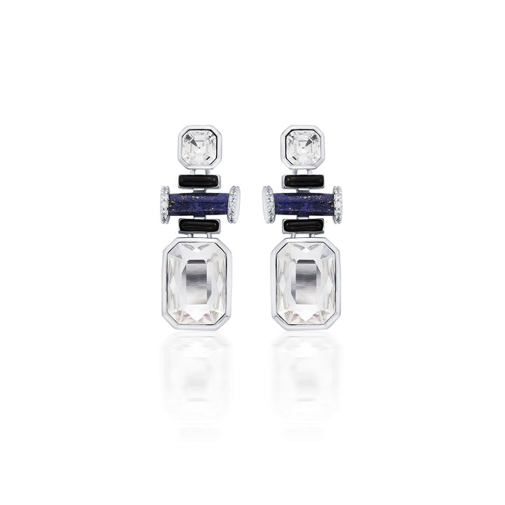 Digital Blue Crystal Earrings