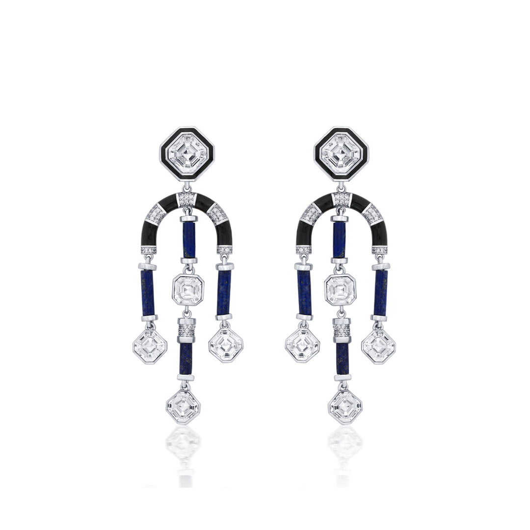 Digital Blue Chandelier Crystal Earrings