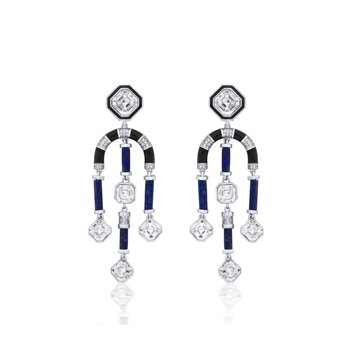 Digital Blue Chandelier Crystal Earrings