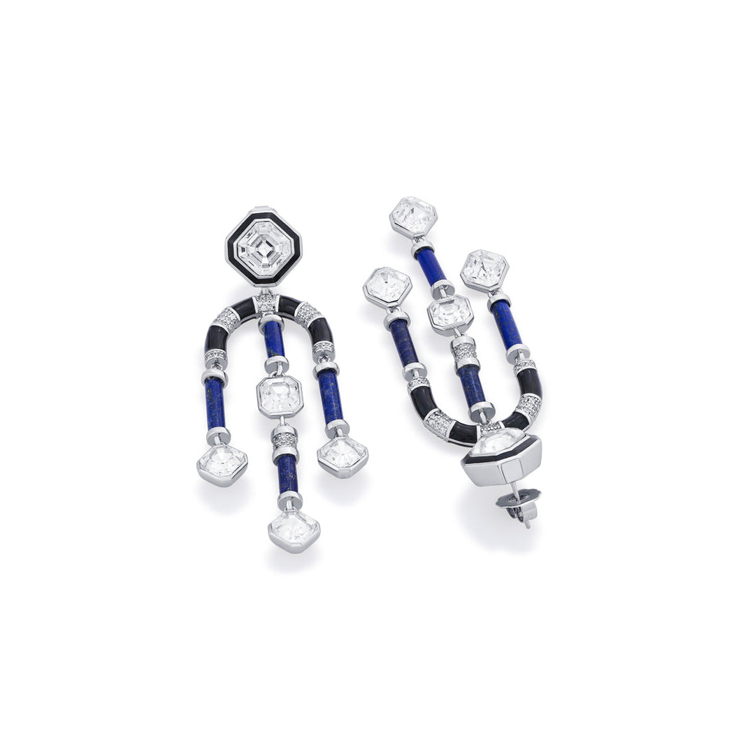 Digital Blue Chandelier Crystal Earrings