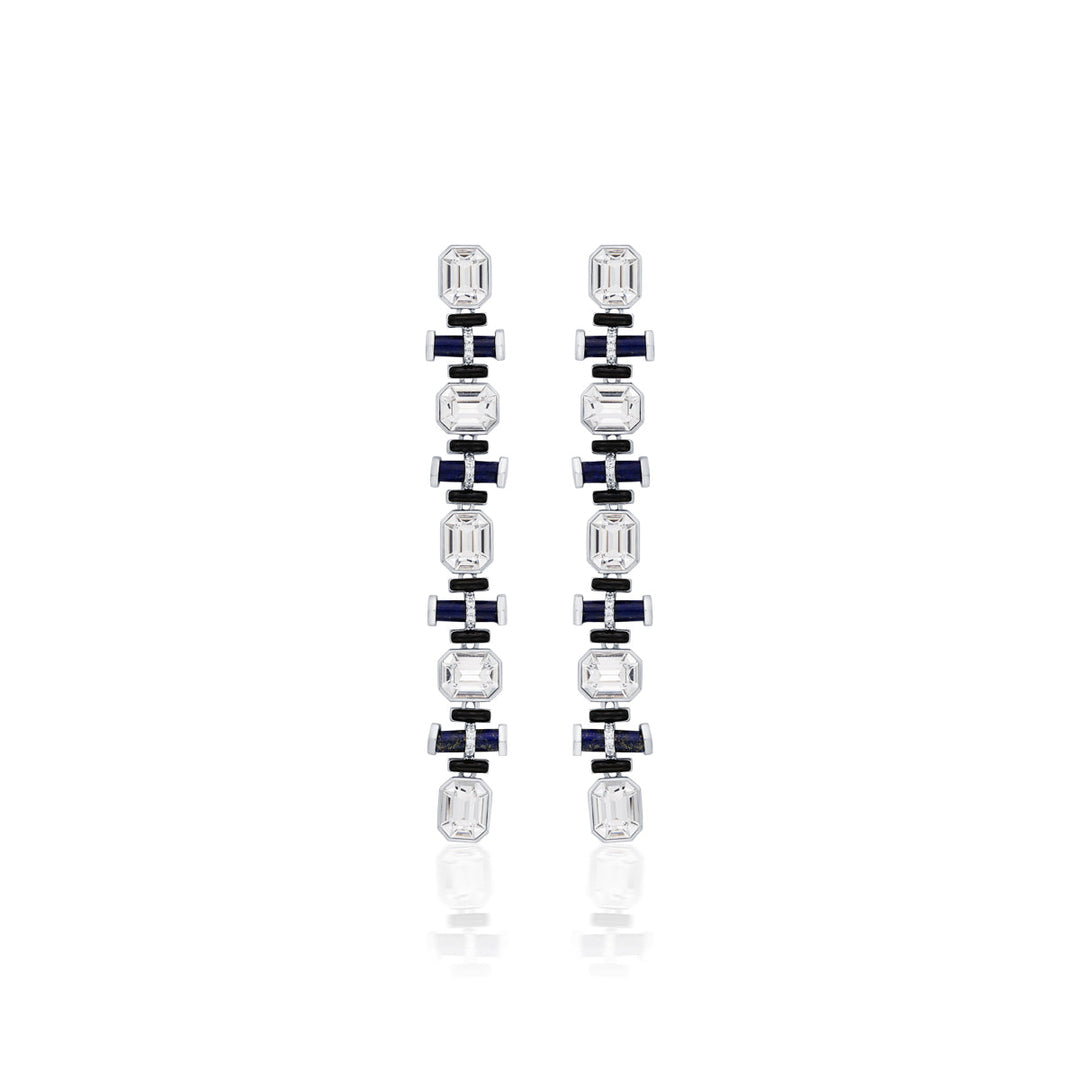 Digital Blue Crystal Earrings
