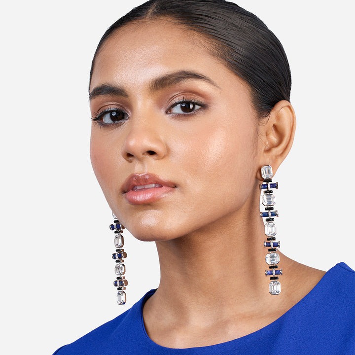 Digital Blue Crystal Earrings