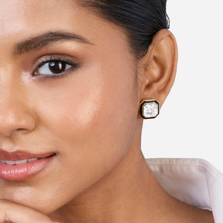 Moss Gold Octa Crystal Studs