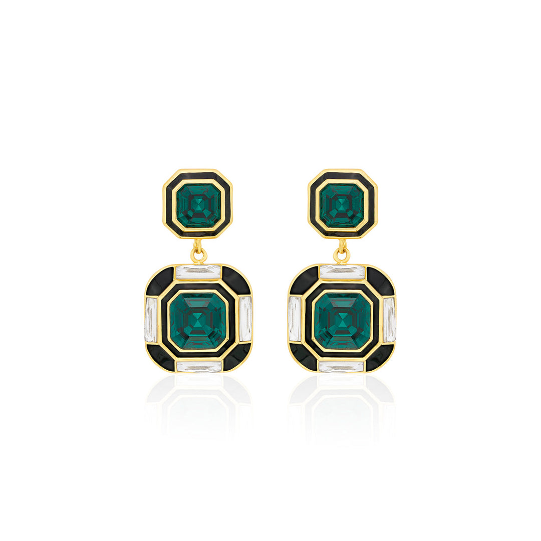 Jungle Green Deco Crystal Studs