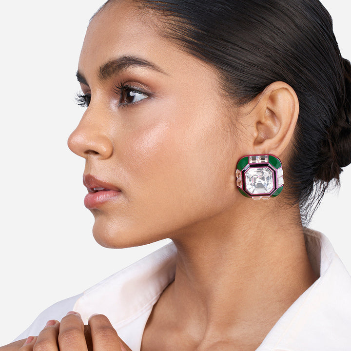 Jungle Green Oversized Crystal Studs