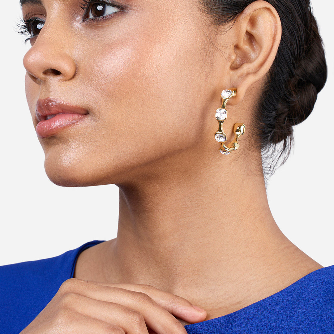 Gold Moss Contrast Hoop Earrings