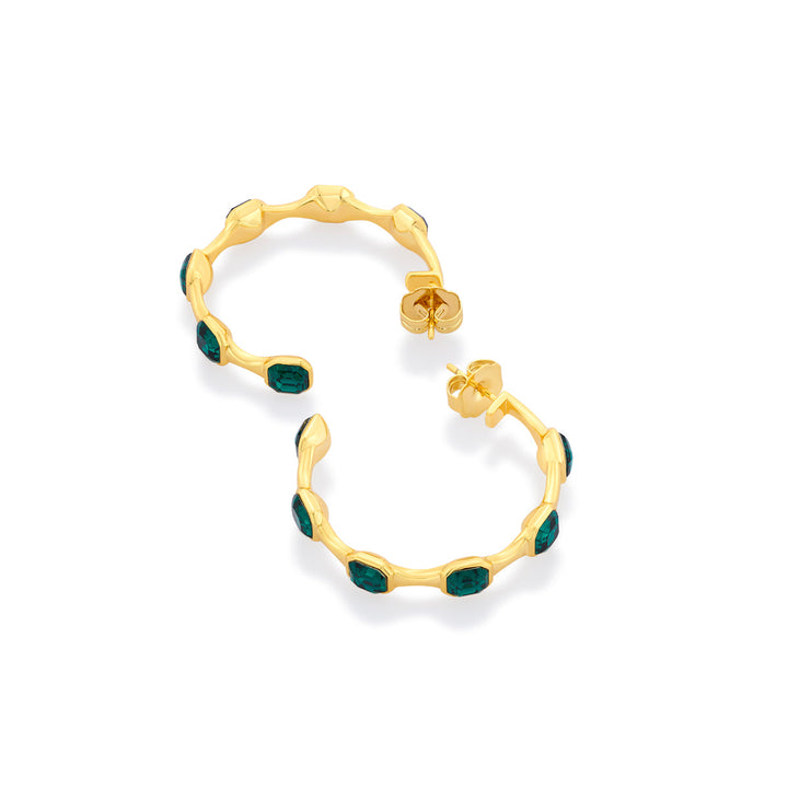 Jungle Green Crystal Hoop Earrings