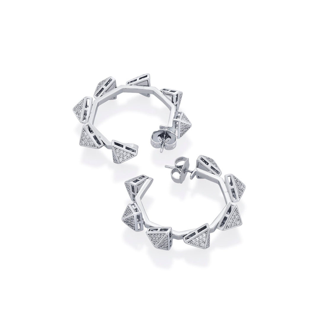 Chrome Pyramid Hoop Earrings