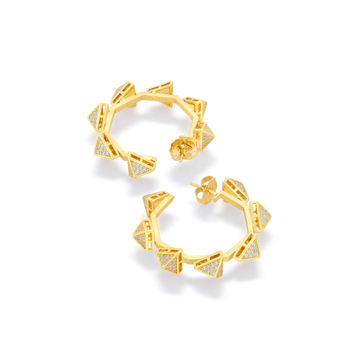 Gold Moss Pyramid Hoop Earrings