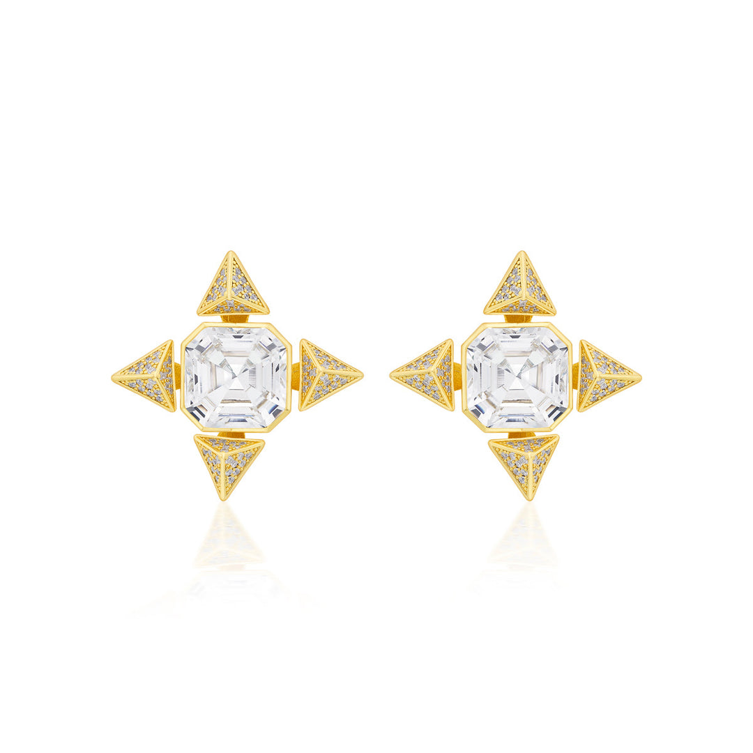 Gold Moss Star Earrings