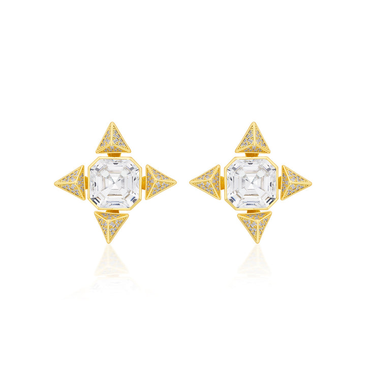 Gold Moss Star Earrings