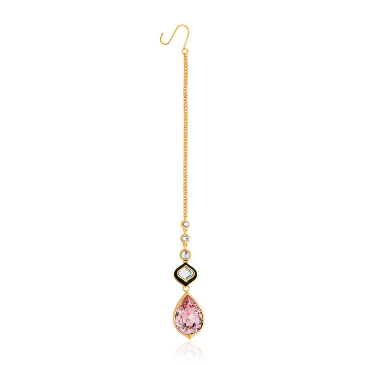 Amina Pink Crystal Maangtikka - Isharya | Modern Indian Jewelry