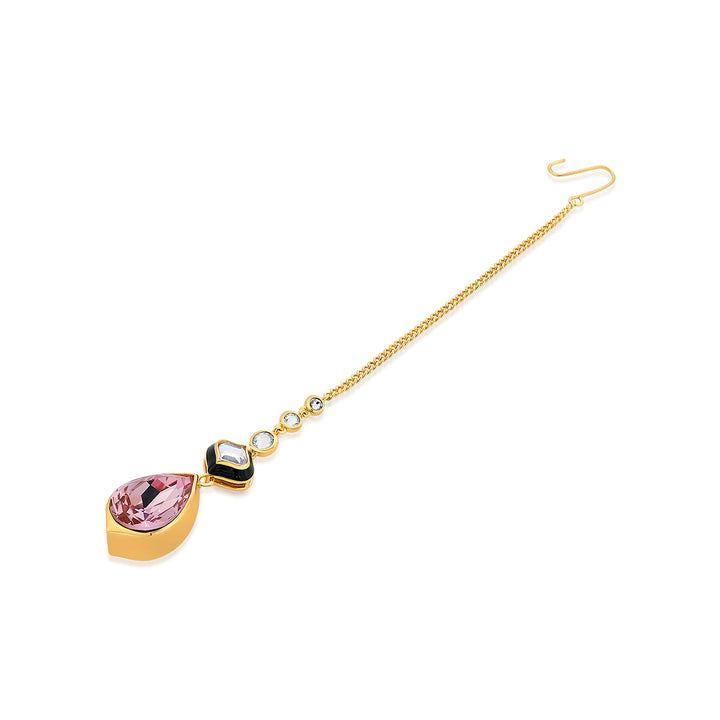 Amina Pink Crystal Maangtikka - Isharya | Modern Indian Jewelry
