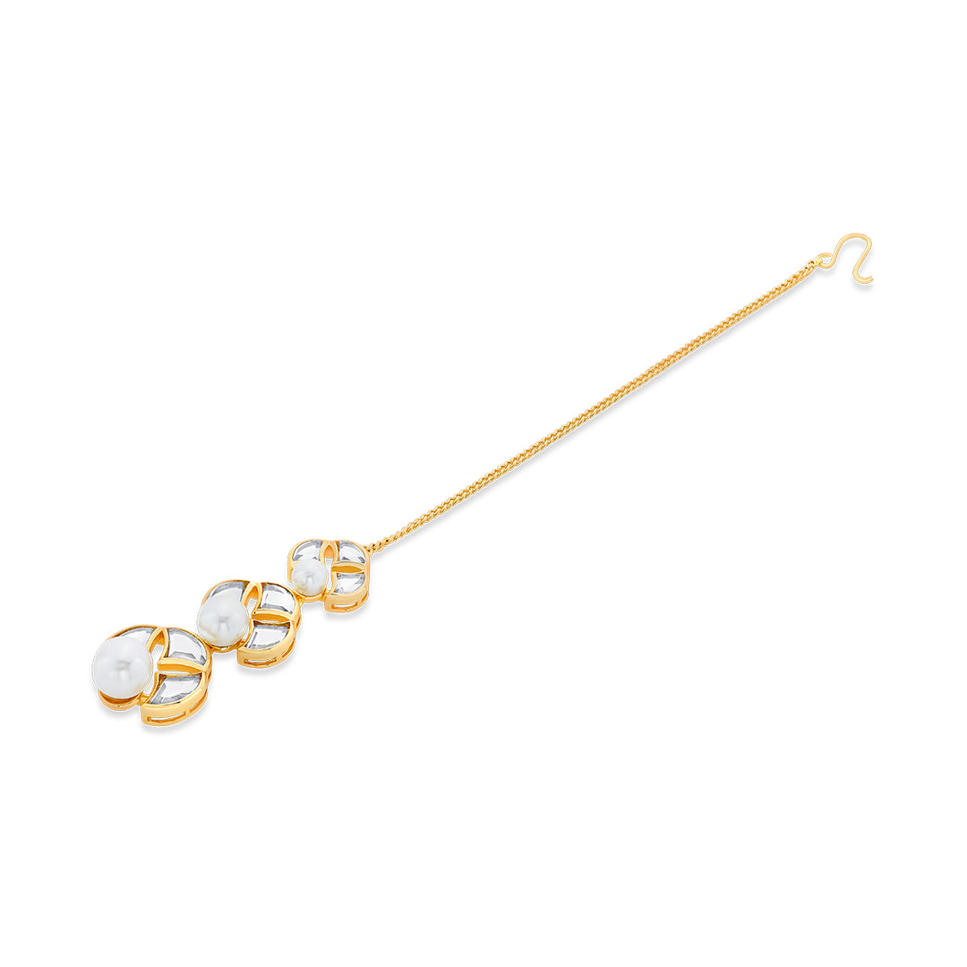 Amara Mirror Pearl Maangtikka