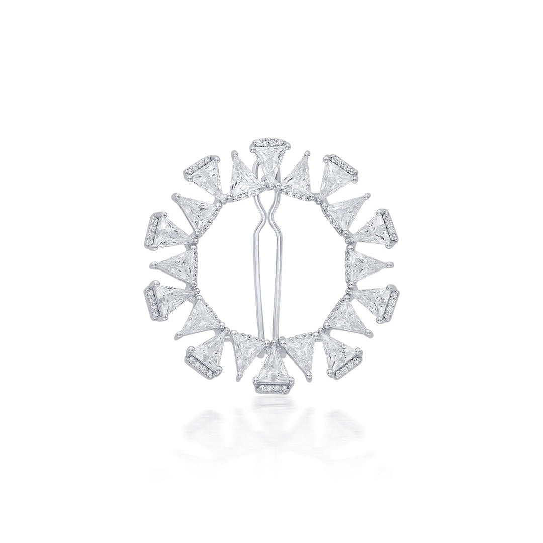 Louvre 925 Silver Rève Crystal Hair Pin - Isharya | Modern Indian Jewelry
