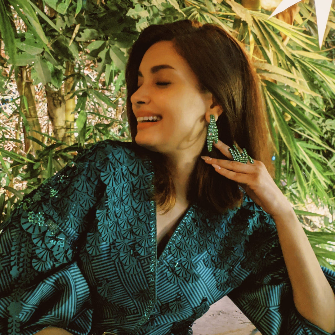 Parakeet Green Wrap Cocktail Ring - Isharya | Modern Indian Jewelry