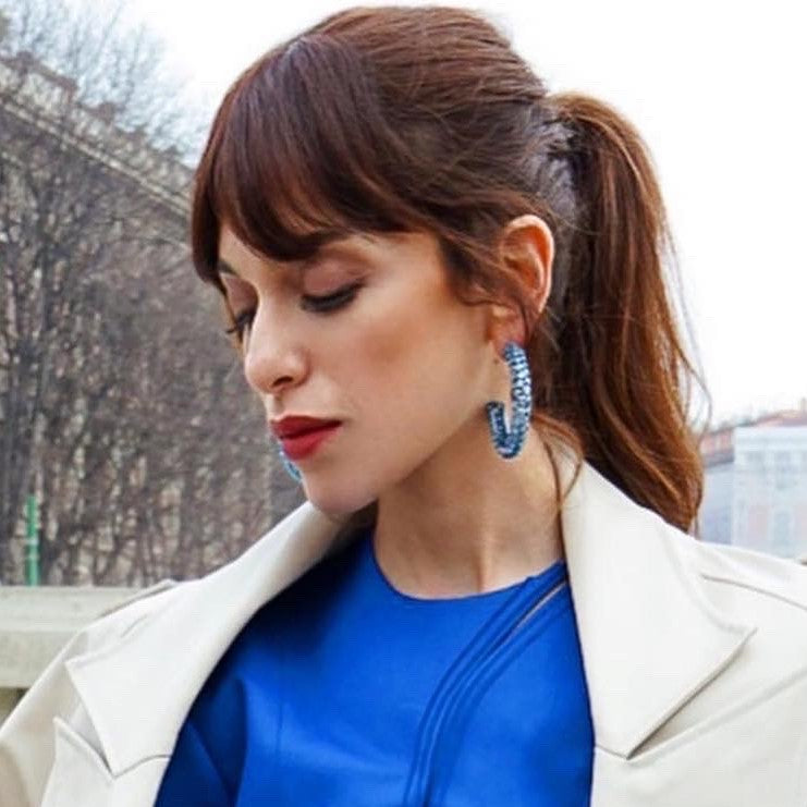 Aqua Blue Mesh Earrings - Isharya | Modern Indian Jewelry