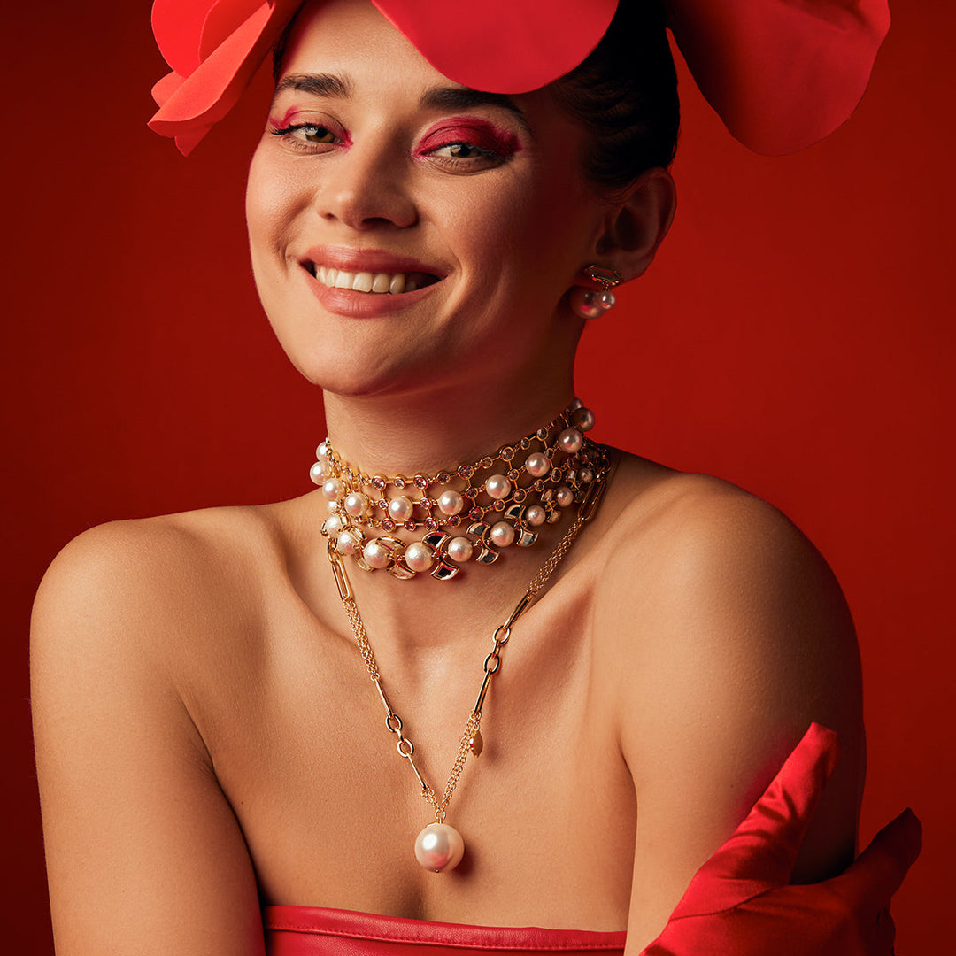 Amara Mirror Pearl Necklace - Isharya | Modern Indian Jewelry