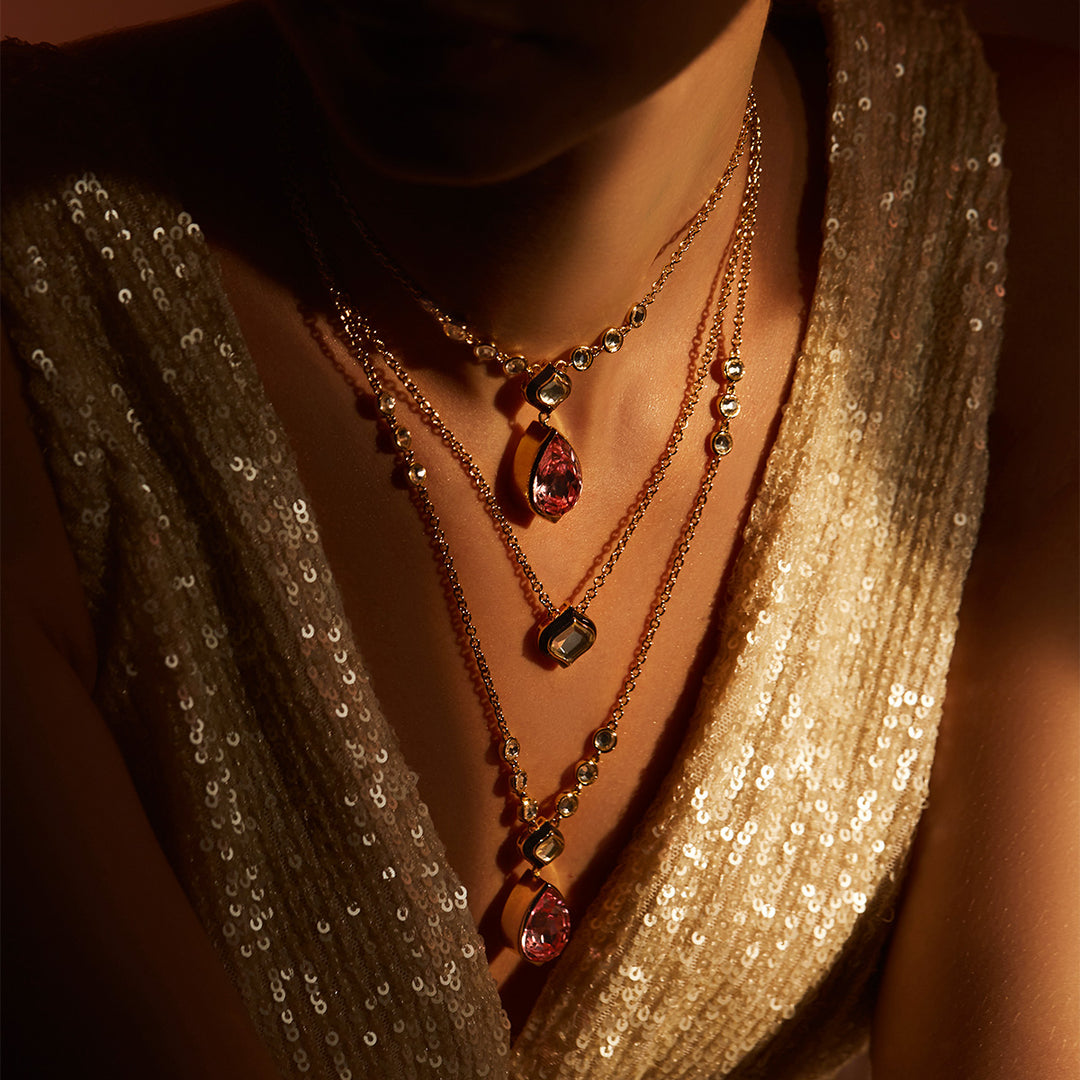 Amina Pink Crystal Necklace
