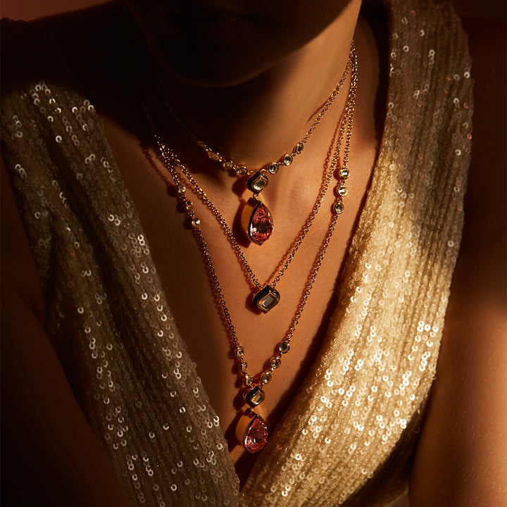 Amina Pink Crystal Necklace