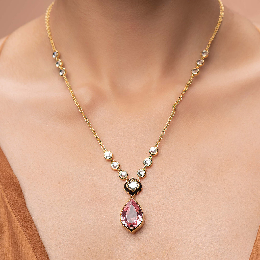 Amina Pink Crystal Necklace