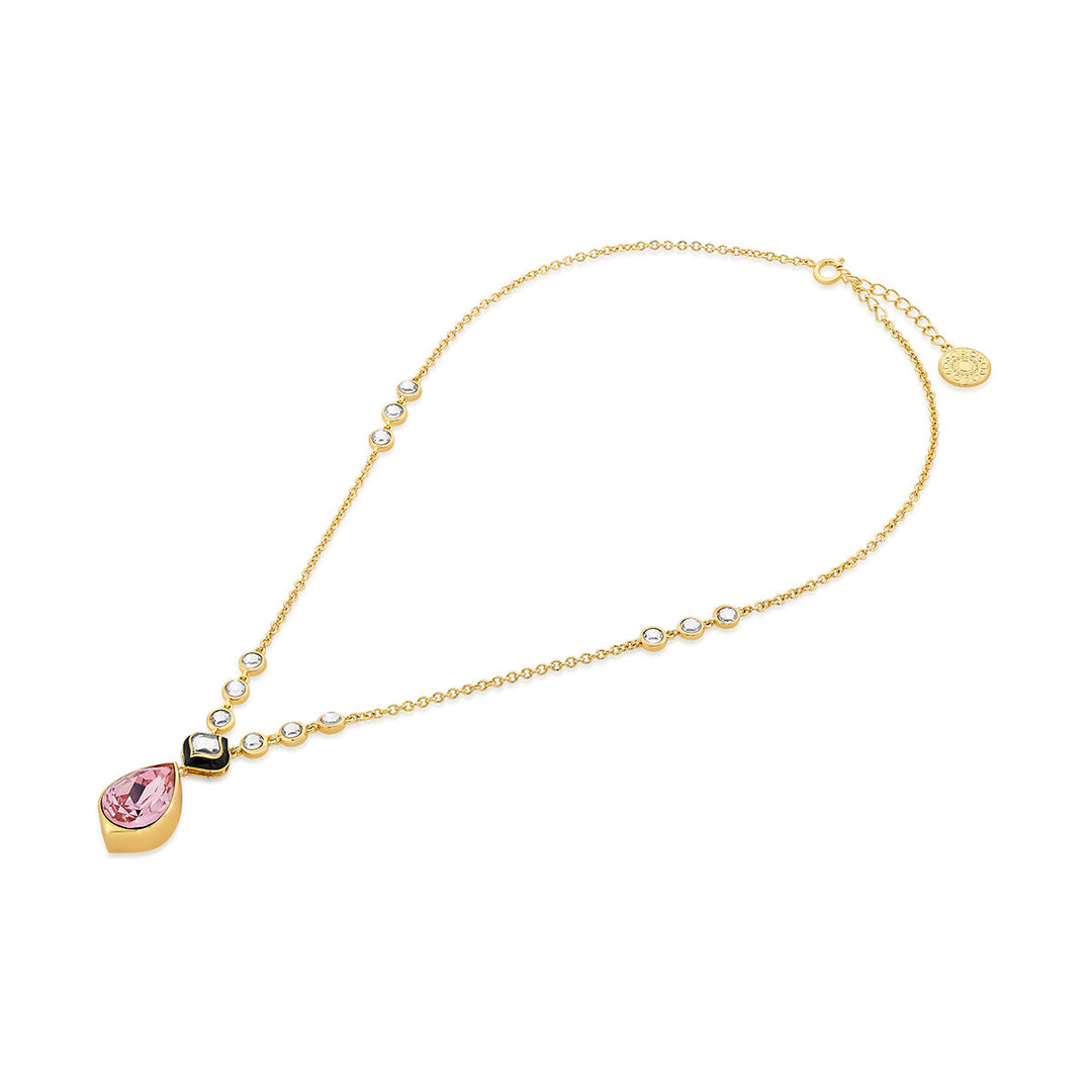 Amina Pink Crystal Necklace - Isharya | Modern Indian Jewelry