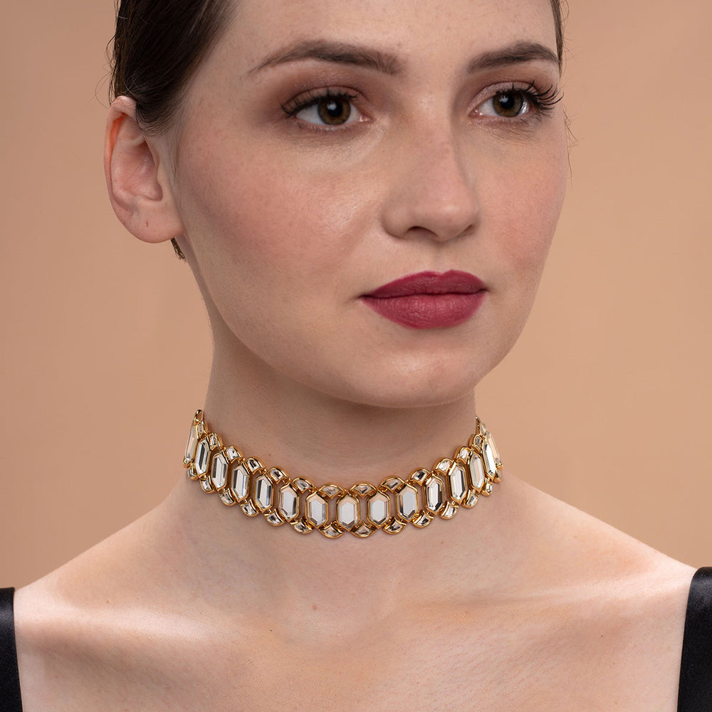 Amara Mirror Choker Necklace - Isharya | Modern Indian Jewelry