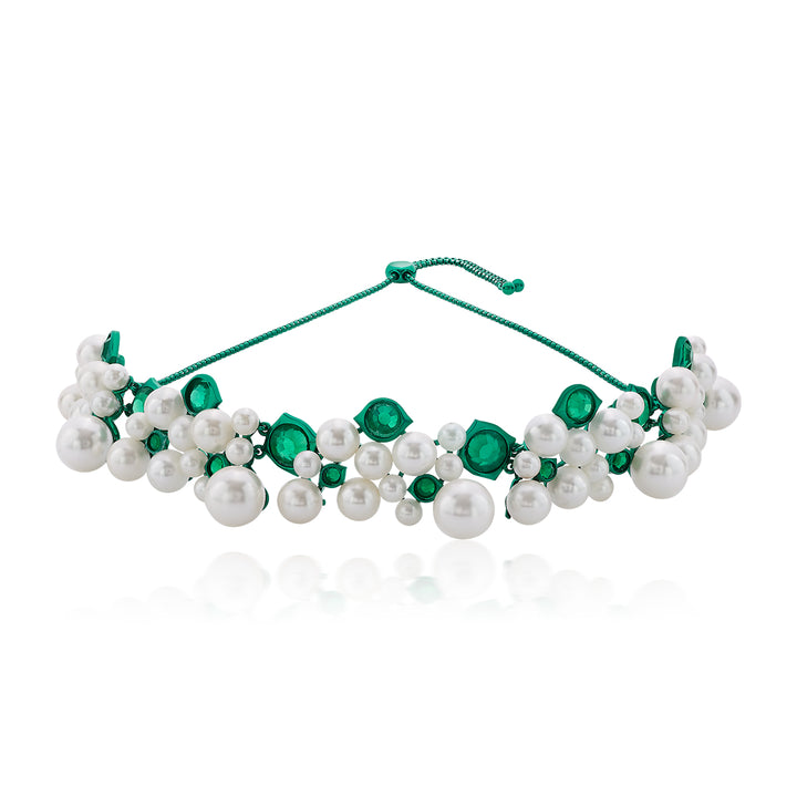 Zeenat Green Quartz Pearl Necklace