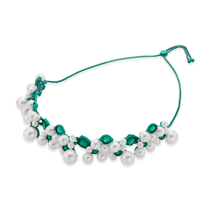 Zeenat Green Quartz Pearl Necklace