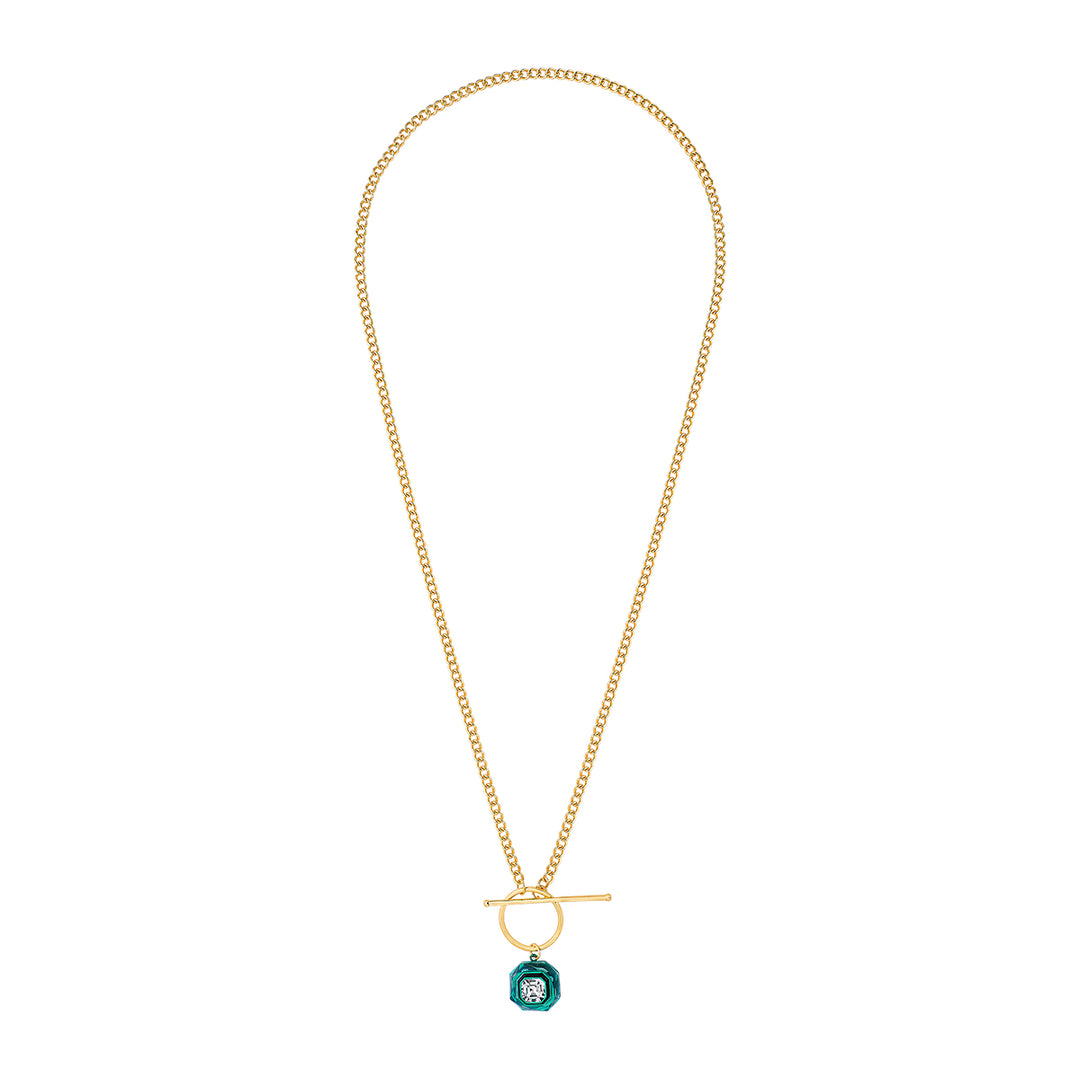 B-dazzle Infinity Cut Green Crystal Toggle Necklace