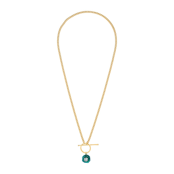 B-dazzle Infinity Cut Green Crystal Toggle Necklace